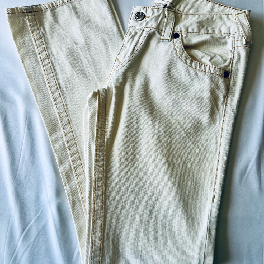 True Religion Cream Boot Cut Jeans